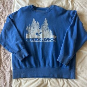 American Eagle Outfitters Blue Colorado Crewneck Sweater